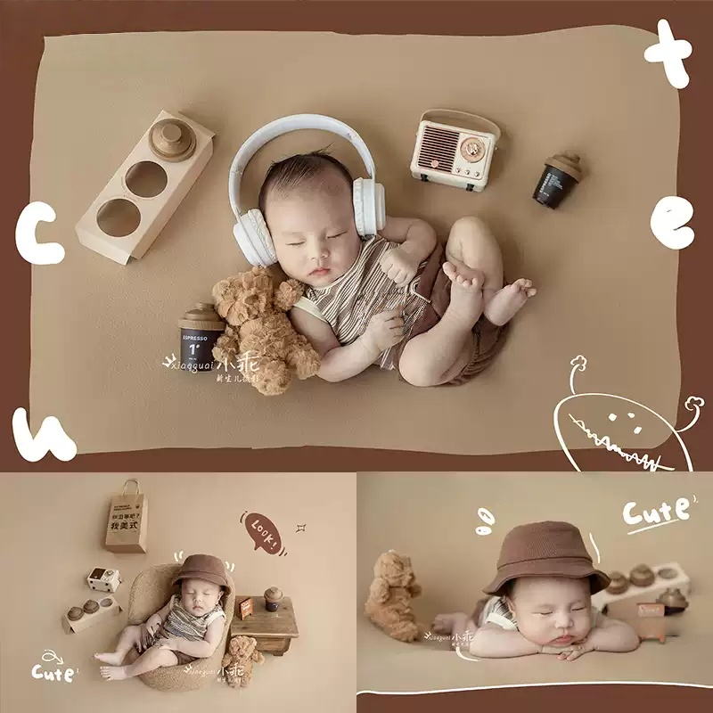 Newborn Photography Props Headphone Theme Set - Retro Music Style Baby Photo Collection - Image 4
